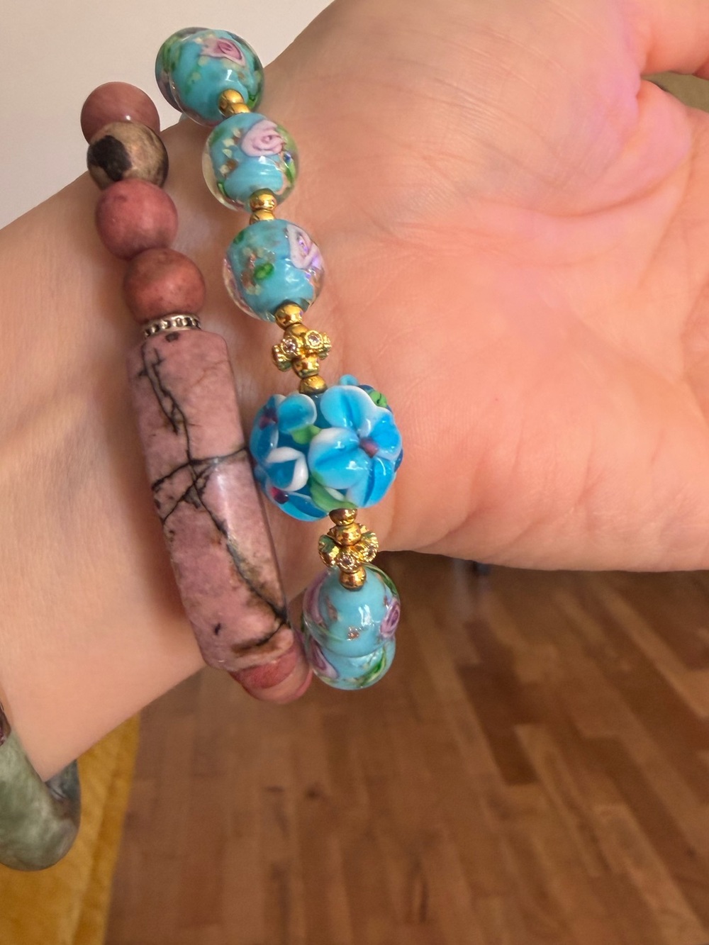 Two Handmade Good energy/spirituality Bead Stretch Bracelets